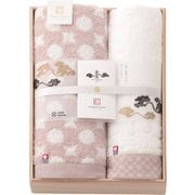 今治謹製 雲母唐長タオル タオルセット（コンパクトバスタオル×1、ロングフェイスタオル×1） ピンク KK79050PI