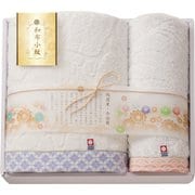WFK-026APU [和布小紋 今治タオルセット バスタオル1枚＆フェイスタオル1枚 パープル]