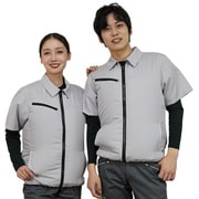 20303-3L-0930-20016 [空調半袖ブルゾン 20303 シルバー 3L +ブラシレスファン、モバイルバッテリーセット]