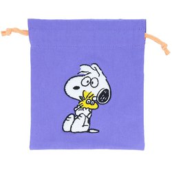 限定 サガラ刺繍巾着 PEANUTS WOODSTOCK＆SNOOPY バイオレット S2331772