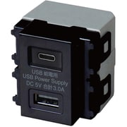 USB-R3704BK [埋込USB給電用コンセント（TypeーC、TypeーAタイプ） ブラック]