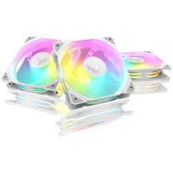 ケースファン 3個パック 逆回転 ホワイトモデル 厚さ28mm TUF Gaming TR120 ARGB Reverse Fan