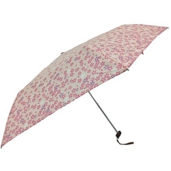 折りたたみ傘 和桜 50cm 手開き式 UVカット加工 フラットタイプ ピンク 12840