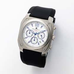 メンズ ラバーバンド クロノグラフ シルバー/ホワイト 正規品 1年保証 SM24109-SSWH
