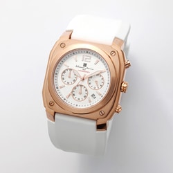 メンズ ラバーバンド クロノグラフ ピンクゴールド/ホワイト 正規品 1年保証 SM24109-PGWH