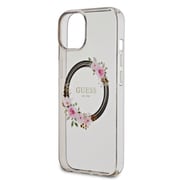 GUHMP14SHFWFCK [iPhone 14用 磁気ワイヤレス充電対応 フラワーリース 背面ケース スモーククリア]