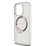 GUHMP14LHFWFCK [iPhone 14Pro用 磁気ワイヤレス充電対応 フラワーリース 背面ケーススモーククリア]