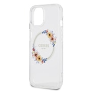 GUHMP14SHFWFCT [iPhone 14用 磁気ワイヤレス充電対応 フラワーリース 背面ケース クリア]
