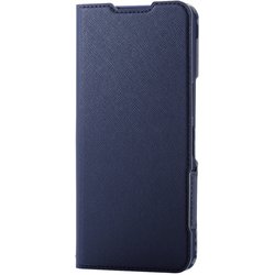 PM-S241PLFUJNV [AQUOS wish4 SH-52E用 ケース レザー カバー 手帳型 マグネット フラップ 衝撃吸収 超軽量 薄型 ストラップホール付 スタンド機能付 花柄 UltraSlim ネイビー]