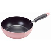 フライパン 24cm 深型 IH対応 目盛付 500cc~1500cc ふっ素加工 ピンク HC-0397