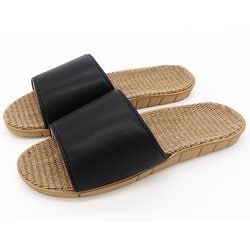 ルームサンダル フェイクレザー L 約25cm～26cm ブラック AAAM1000XBK