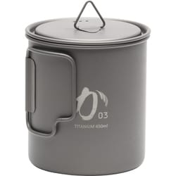 チタンカップ 450ml 蓋付き 折り畳み式ハンドル付 KA03 KCUP-450-C [アウトドア 調理器具 クッキングツール チタンマグ]