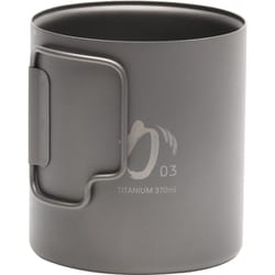 チタンダブルマグカップ 370ml 二重構造 折り畳み式ハンドル付 KA03 KCUP-370-D [アウトドア 調理器具 クッキングツール チタンカップ]