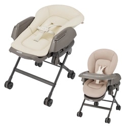ネムリラ Fit AQ アイボリー（IV） [ベビーラック＆ベビーチェア ハイ＆ローラック 手動タイプ 新生児～4才頃まで]
