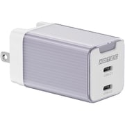 USB急速充電器 65W USB PD(パワーデリバリー)対応 USB-C×2 GaN採用 パープル APD-V065C2-PU