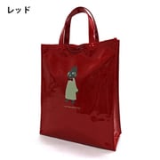 5M94-01 [neko ningen （ネコニンゲン） 防水 エナメルトートバッグ レッド 約 33×27×10 cm]