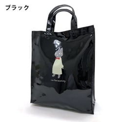 neko ningen （ネコニンゲン） 防水 エナメルトートバッグ ブラック 約 33×27×10 cm 5M94-01