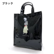 5M94-01 [neko ningen （ネコニンゲン） 防水 エナメルトートバッグ ブラック 約 33×27×10 cm]