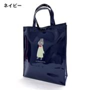 5M94-01 [neko ningen （ネコニンゲン） 防水 エナメルトートバッグ ネイビー 約 33×27×10 cm]