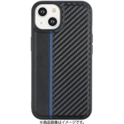 AC-P22-EGP BL [iPhone14用 カーボン調 耐衝撃背面ケース ブルー（BL）ライン]