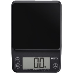 デジタルクッキングスケール 0.5g単位 表示文字高：28mm 最大計量：2kg ブラック KJ-P22-BK