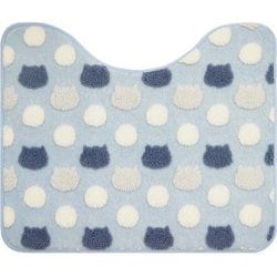 ふわりんこ トイレマット ネコ ブルー ふんわりやわらかな肌触り 滑り止め加工 洗える 幅60×奥行50×厚さ1cm