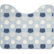 ふわりんこ トイレマット ネコ ブルー ふんわりやわらかな肌触り 滑り止め加工 洗える 幅60×奥行50×厚さ1cm