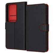 RT-OPR11AELC1/BR [OPPO Reno11 A Like standard 耐衝撃 手帳型レザーケース シンプル マグネット/ブラック/レッド]