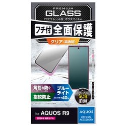 PM-S242FLGFRBL [AQUOS R9 SH-51E ガラスフィルム 高透明 ブルーライトカット フルカバー 強化ガラス 表面硬度10H 角割れ防止 フレーム付 指紋防止 飛散防止 気泡防止 ブラック]
