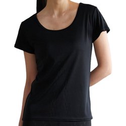 リライブシャツβ インナー 2分袖 レディース Uネック 鉱石2倍 ブラック Lサイズ TPC-008-BLK-L