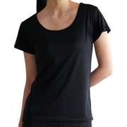 リライブシャツβ インナー 2分袖 レディース Uネック 鉱石2倍 ブラック Lサイズ TPC-008-BLK-L