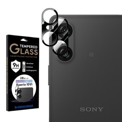 CRCG-XP10MK6 [2枚組 Xperia 10Ⅵ カメラレンズ 保護フィルム ガラスフィルム 日本製硝子 硬度9H 全面保護 レンズカバー カメラフィルム ブラック]