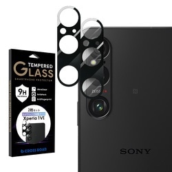 CRCG-XP1MK6 [2枚組 Xperia 1Ⅵ 5G カメラレンズ 保護フィルム ガラスフィルム 日本製硝子 硬度9H 全面保護 レンズカバー カメラフィルム ブラック]