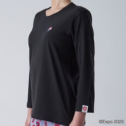 EXPO 2025 大阪・関西万博 レディース インナーTシャツ 長袖 丸首 ミャクミャクワンポイント M クロ 8015-52
