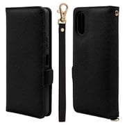 7967XP106BHSBK [Xperia 10 VI用 手帳型 カード入れ おしゃれ スタンド機能 シンプル ハンドストラップ付き マグネット式 ブラック エクスペリア]