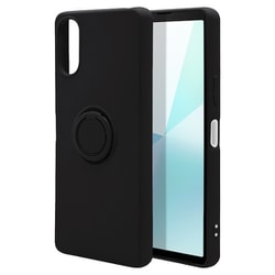 7971XP106TPRBK [Xperia 10 VI用 ソフトケース TPU スマホリング付き 落下防止 スタンド ブラック エクスペリア]