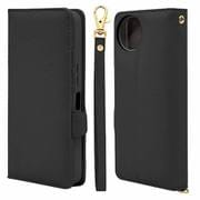 8012AW4BHSBK [AQUOS Wish4用 手帳型 カード入れ おしゃれ スタンド機能 シンプル ハンドストラップ付き マグネット式 ブラック アクオス]