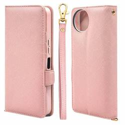 8013AW4BHSLPK [AQUOS Wish4用 手帳型 カード入れ おしゃれ スタンド機能 シンプル ハンドストラップ付き マグネット式 ライトピンク アクオス]