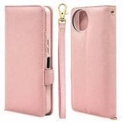 8013AW4BHSLPK [AQUOS Wish4用 手帳型 カード入れ おしゃれ スタンド機能 シンプル ハンドストラップ付き マグネット式 ライトピンク アクオス]