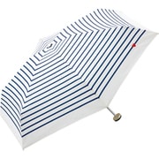 3020-126-002OF [Wpc. ハート刺繍ボーダー ミニ オフ（オフホワイト） 雨傘 折りたたみ傘 紫外線防止効果 晴雨兼用]
