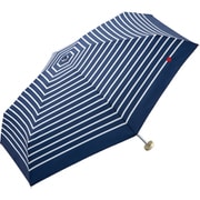 3020-126-002NV [Wpc. ハート刺繍ボーダー ミニ ネイビー 雨傘 折りたたみ傘 紫外線防止効果 晴雨兼用]