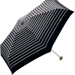 Wpc. ハート刺繍ボーダーゴールド ミニ ブラック 雨傘 折りたたみ傘 紫外線防止効果 晴雨兼用 9510-128-002BK