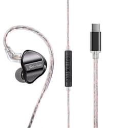 JD1 ダイナミックドライバー搭載 イヤホン USB Type-Cプラグ ブラック FIO-IEM-JD1-TC