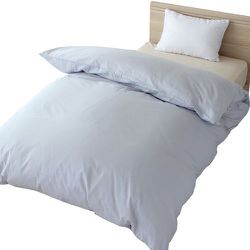 掛けふとんカバー 綿100％ シングルロングサイズ（約150×210cm） 無地 衿元パイピング パウダーブルー CT121511-76