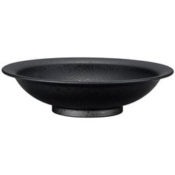 山中 中華皿 石目塗 黒