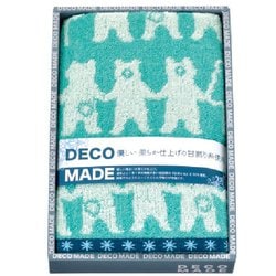DM616 [DECO MADE ウッドベアー フェイスタオル ブルー 箱入り]