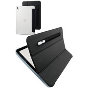 iPad 10.9インチ 第10世代 2022年 用 ケース レザー カバー 手帳型 ApplePencil収納可 スリープ対応 マグネット フラップ 2アングル スタンド機能 背面クリア 軽量 薄型 ブラック TB-A22RWVFPBKN