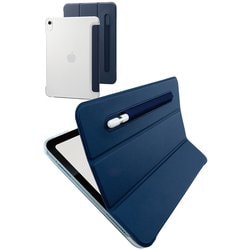 iPad 10.9インチ 第10世代 2022年 用 ケース レザー カバー 手帳型 ApplePencil収納可 スリープ対応 マグネット フラップ 2アングル スタンド機能 背面クリア 軽量 薄型 ネイビー TB-A22RWVFPNVN