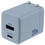 USB急速充電器 20W USB PD(パワーデリバリー)/QC(クイックチャージ)対応 USB-C×1/USB-A×1 折りたたみコネクタ JYU-ACU011BL