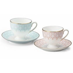オーロラ ティーコーヒー兼用カップ＆ソーサー ペア （ピンク＆ブルー） 210cc 97104-20861